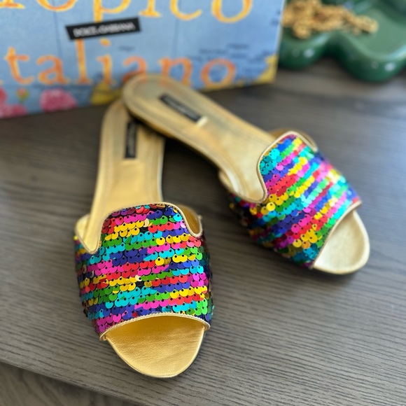Dolce & Gabbana Sequin Slide Sandal - Picture 2 of 5